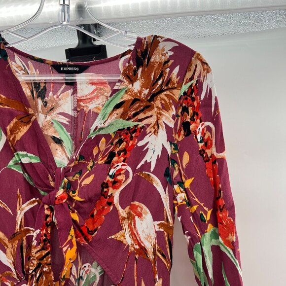 Express Women's Long Sleeve Hi Low Dress Multicolor Size XS Cut Out - Picture 4 of 9